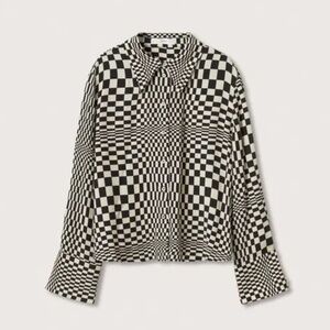 NWT Mango Illusion-Check Flowy Shirt Blouse